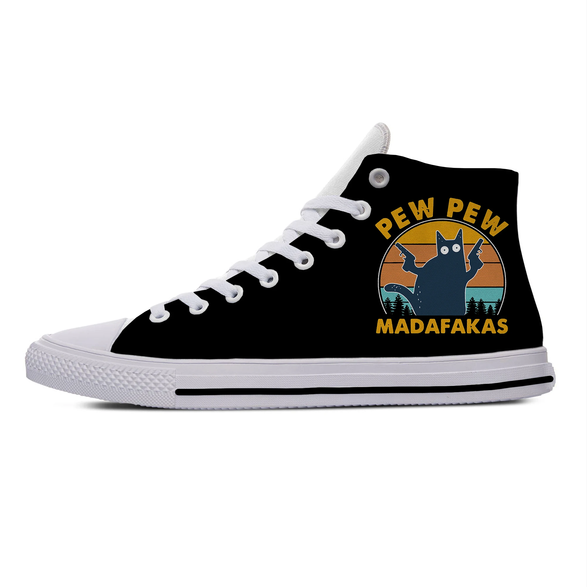 

Pew Pew Madafakas Cartoon Anime Funny Fashion Casual Cloth Shoes High Top Lightweight Breathable 3D Print Men Women Sneakers