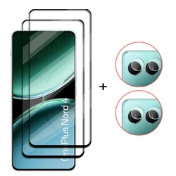 Premium Tempered Glass Screen Protector with Full Coverage and Phone Lens Film - Oneplus Nord 4 (2 Glass and 2 Lens)