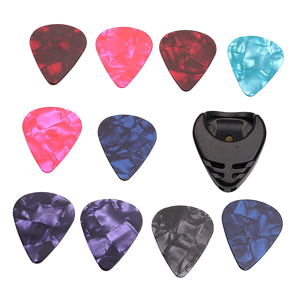 Electric Guitar Picks Colorful Guitar Picks & Pick Holder Set Ukulele Multifunction Celluloid Accessories 10Pcs guitar picks guitar pick case