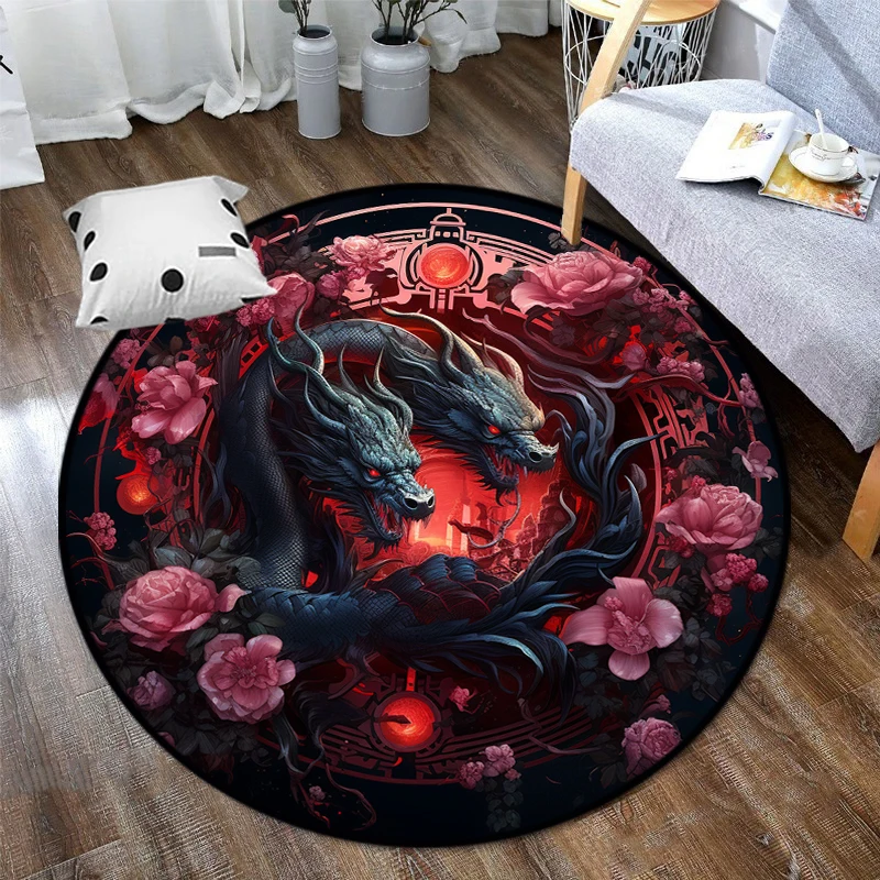 

Dragon Art Print Round carpets Chinese or Mythical Circular carpet Yoga Mat Living Room Bedroom non-slip Rug