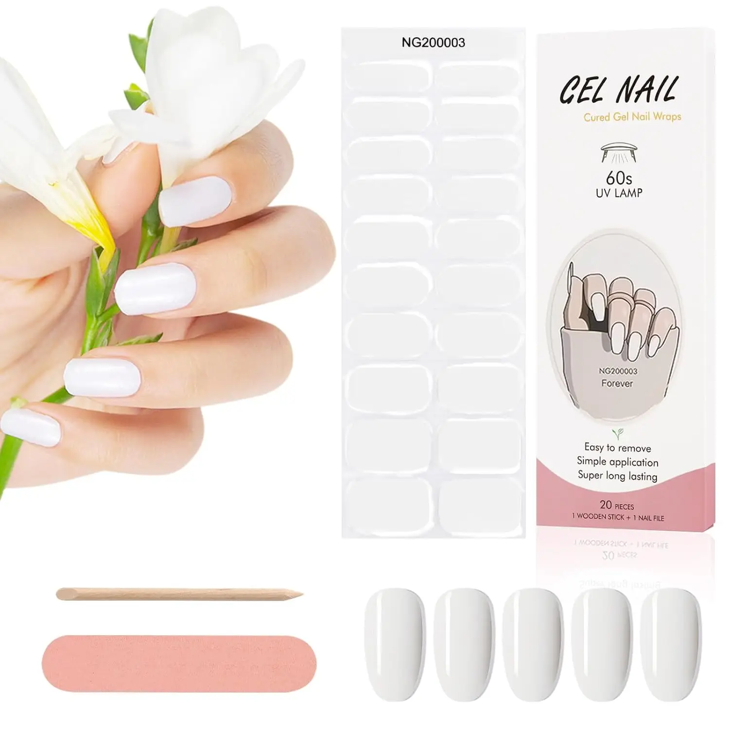 Premium Semi-Cured Nail Wraps Set - Waterproof, Long-Lasting Gel Nail Stickers