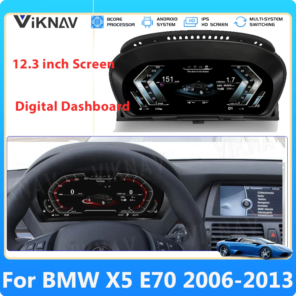 

12.3 inch HD Smart Display Cluster For BMW X5 E70 2007-2010 2012 2013 Car Accessories Digital Panel Vehicle Accessories Screen