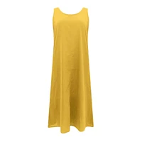 Summer Cotton Linen Dress Women Maxi Dress Round Neck Long Tanks Loose Dress Bohemian Plus Size Beach Boho Dress Vestidos 2023 - Image 4