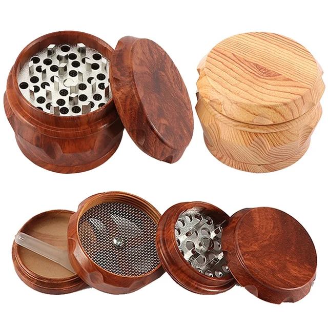 4-Layer Resin Wooden Tobacco Grinder 40mm Drum Type Herb Grinder