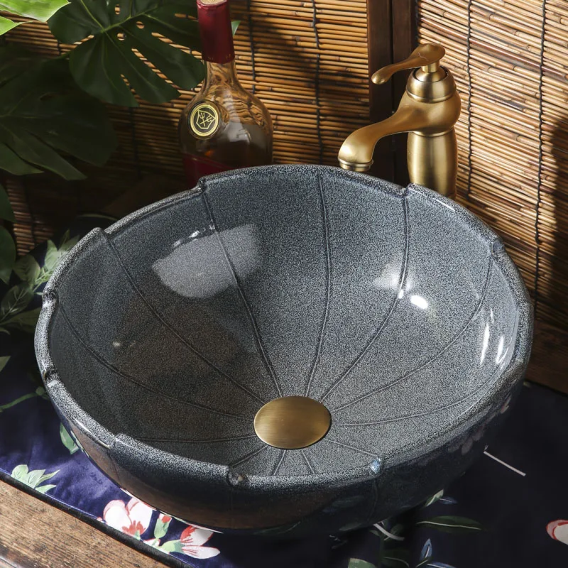 

Round Shape Europe Style Handmade Countertop Ceramic Bathroom Basin Bathroom Sink ceramic washbasin china