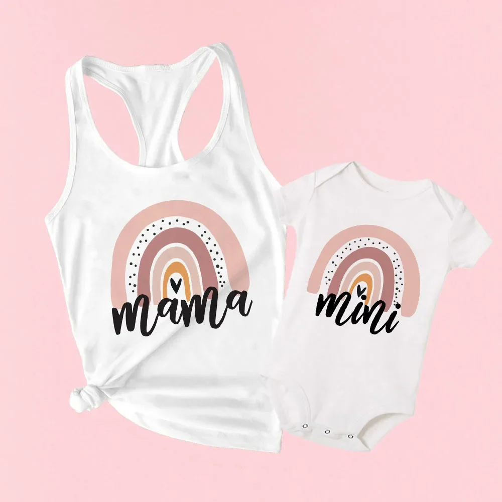 Mother-Daughter-Matching-Clothes-Rainbow-Mom-and-Mini-Tank-Tops-Baby-Bodysuit-Mommy-and-Me-Family