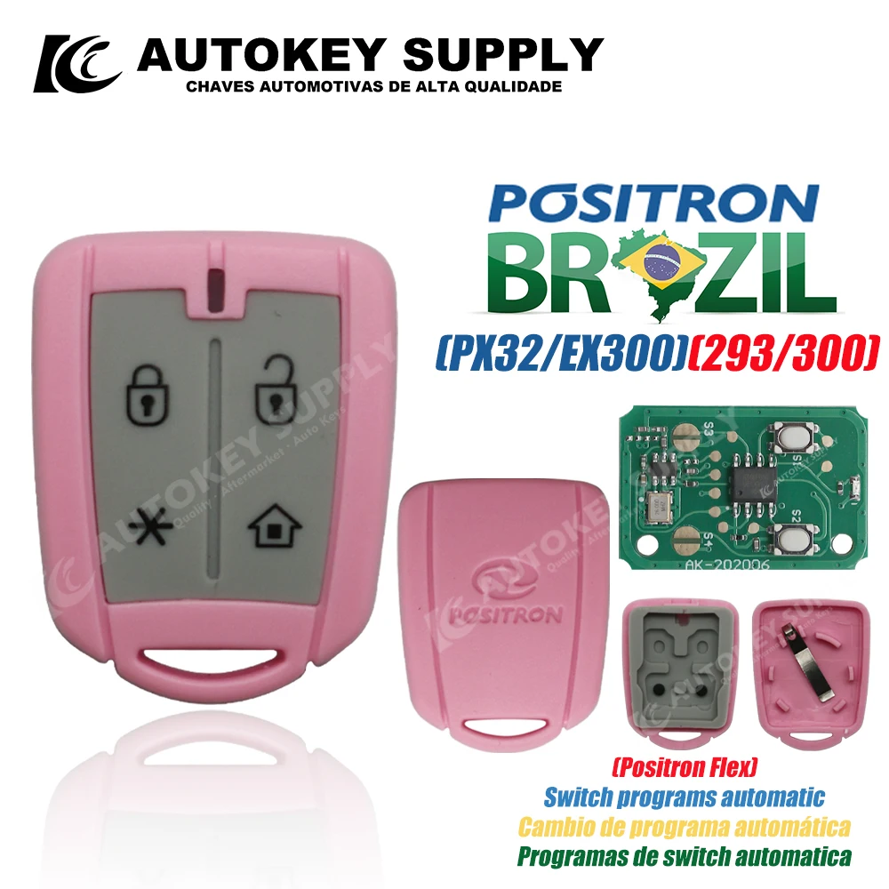 Remote key for Brazil Positron Flex (PX42) alarm system double program (293/300) AKBPCP150AT / AKBPCP125AT AutokeySupply