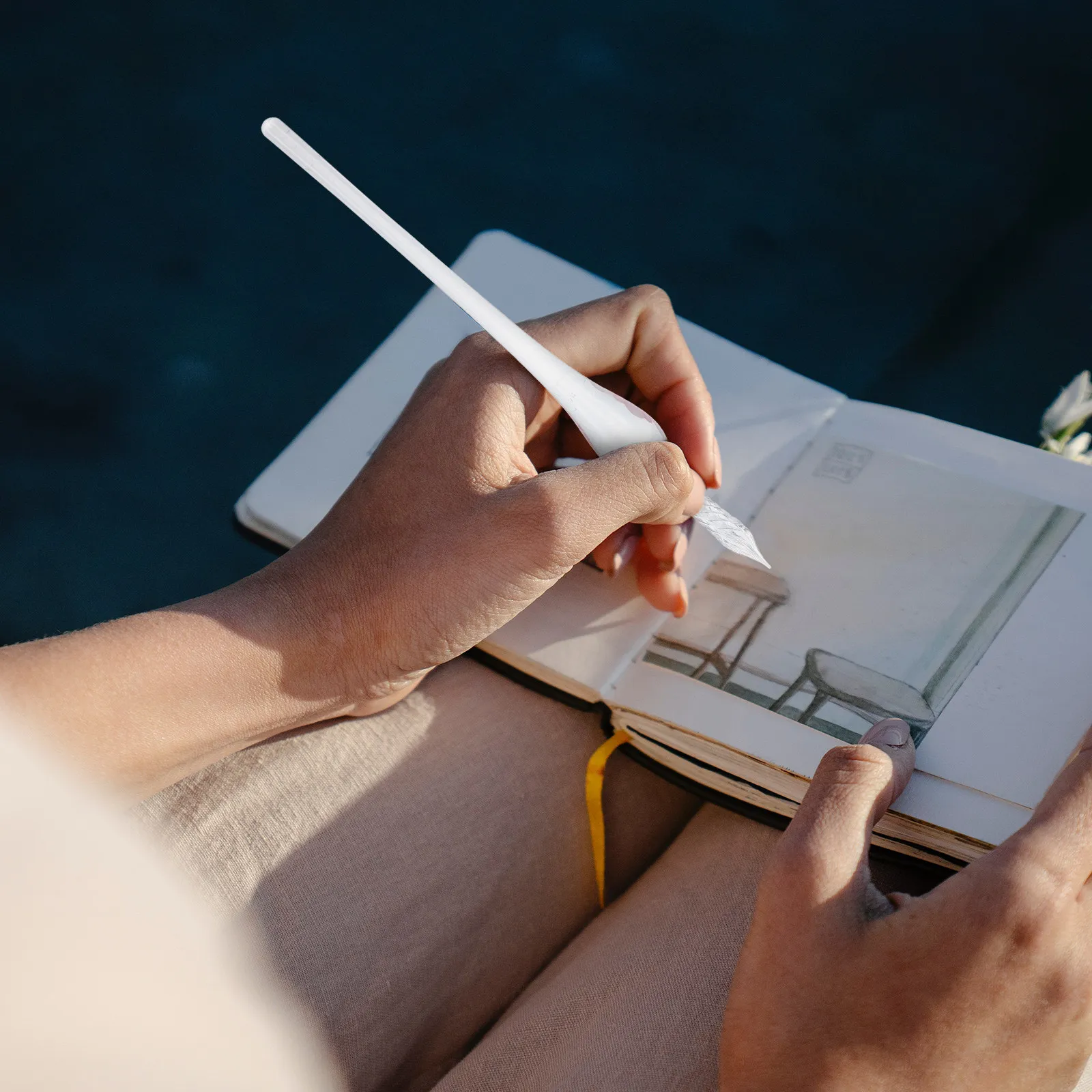 빈티지 유리 딥펜 수제 투명 유리 서명펜 서예 연습 드로잉 휴대용 경량 창의적인 도구