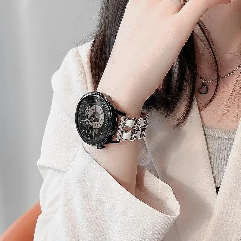 Luxurious Leather and Metal Watch Bracelet - 20mm/22mm Band