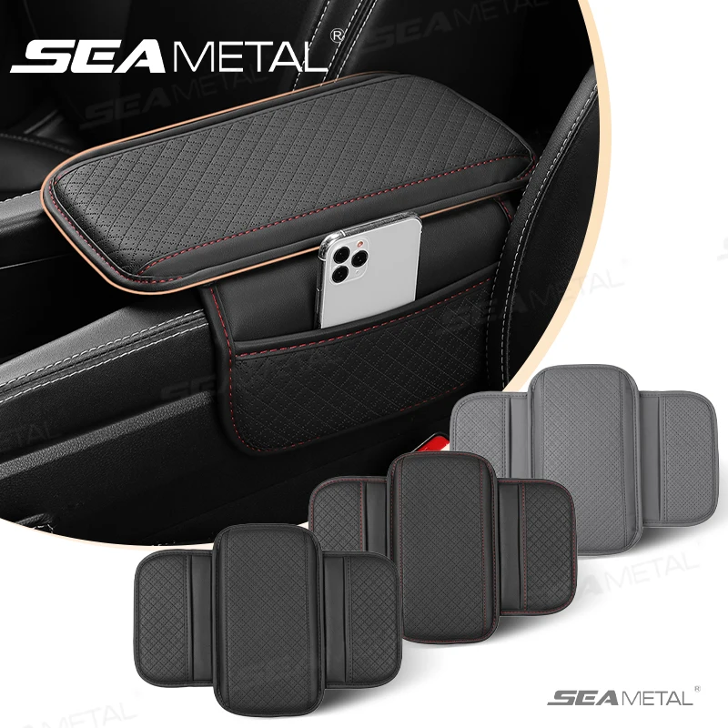 SEAMETAL-Car-Center-Console-Box-Pad-Protector-Couro-Respir-vel-Apoio-de ...