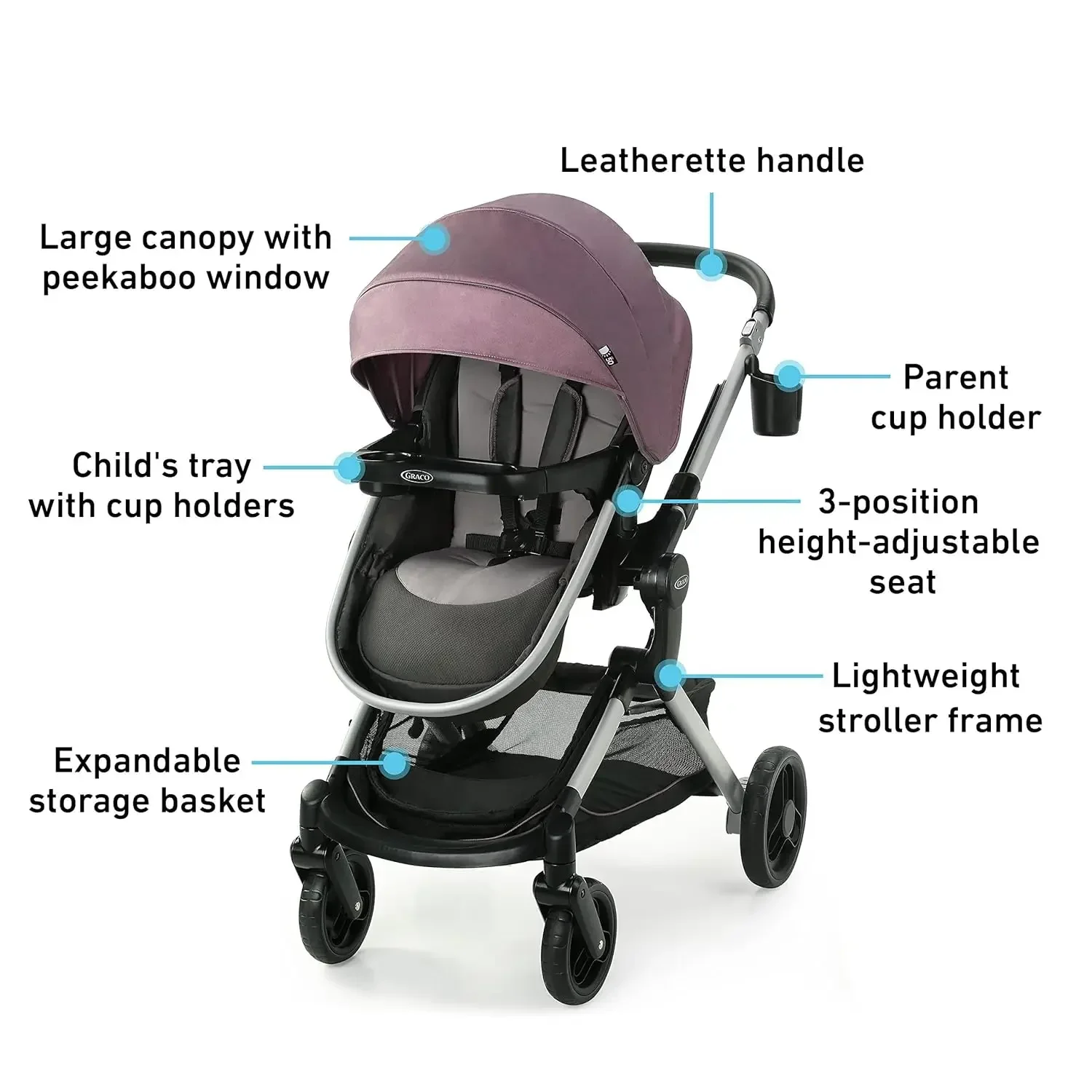 Travel System, Includes Baby Stroller w/ Height Adjustable Reversible Seat, Lightweight Aluminum Frame & 35 Infant Car Seat,