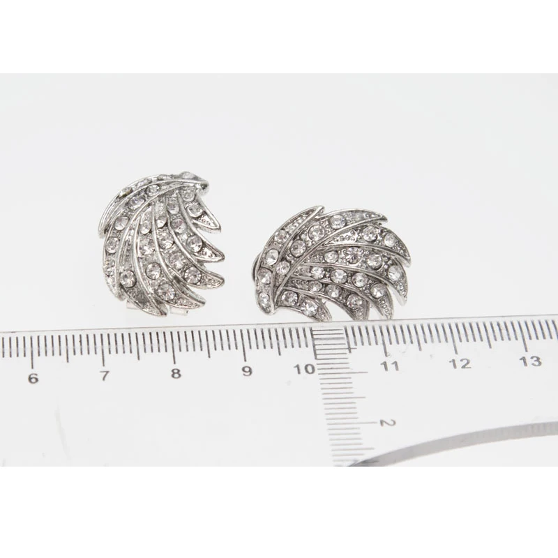 Leaves Shape Silver Color Clear Crystal Jewelry Set New Fashion Wedding Bridal African Costume Jewelry Sets bridal jewelry sets