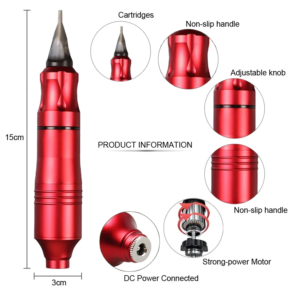 Complete Tattoo Machine Kits Tattoo Power Supply Rotary Pen With Cartridge Needles Permanent Make-Up Machine For Body Art