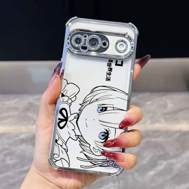 Kawaii Rem Emilia Plating Drop-Proof Transparent Phone Case
