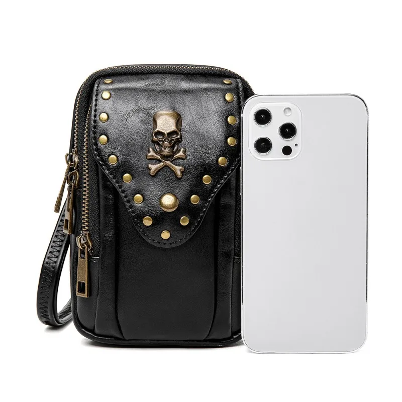 Retro Mini Messenger Wallet Waist Bags Special Skull Rivet Women's Shoulder Bag Crossbody Bag Phone Bags