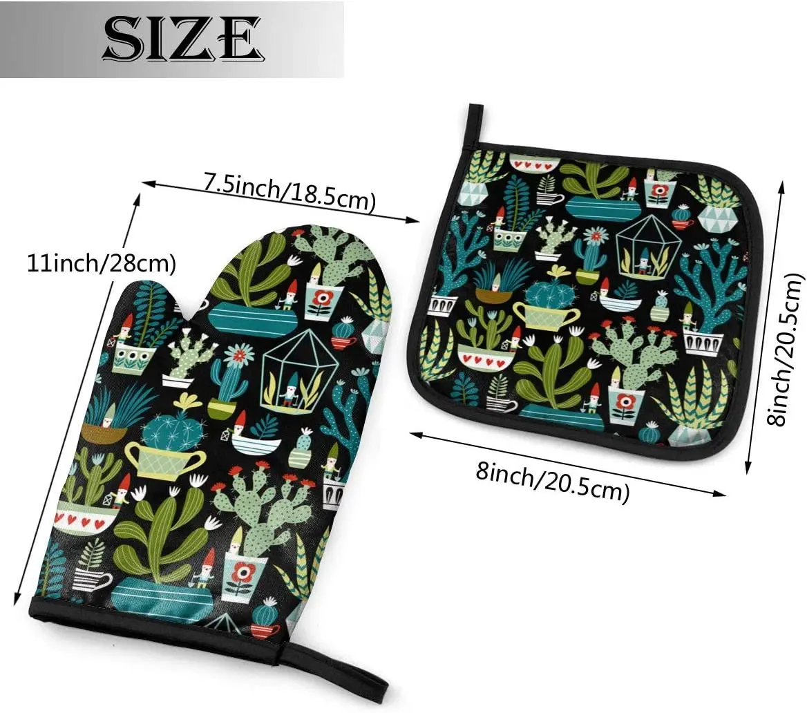 Cactus Oven Mitts and Pot Holders Heat Resistant Oven Gloves Safe Cooking Baking Grilling