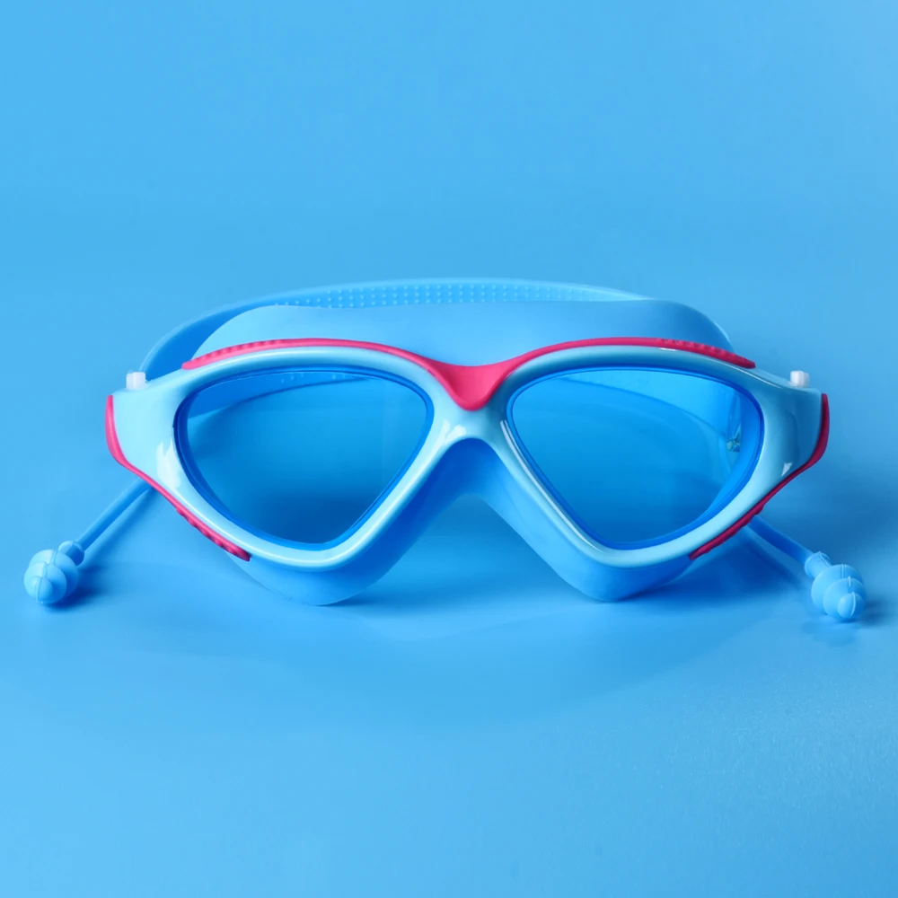 Adult swimming goggles high-definition one-piece earplugs goggles waterproof fog-proof men and women big frame swimming goggles 6