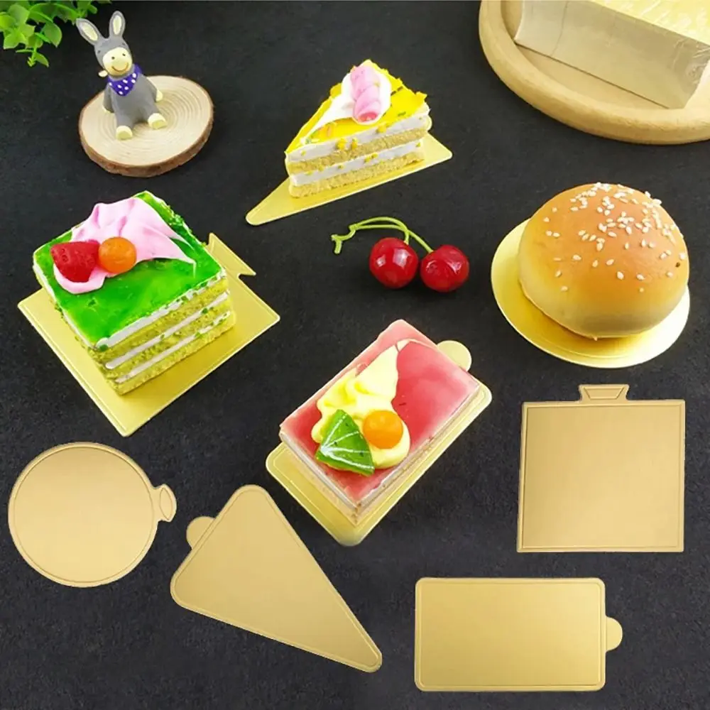 100Pcs Pastries Display Tray Dessert Board Base Decorative Tools Disposable Mousse Mat Paper Coaster Silver Cake Cardboard