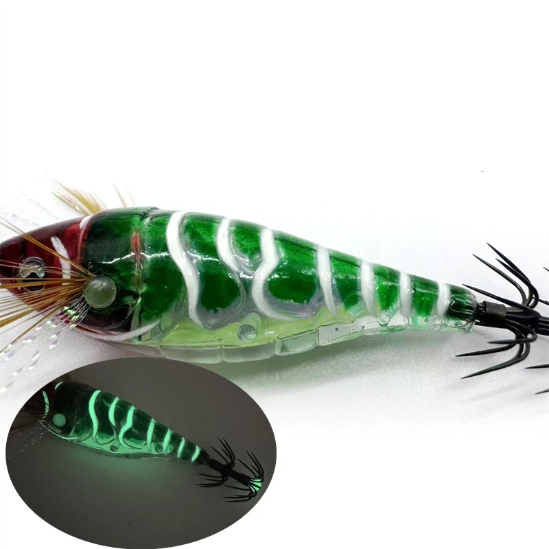 Leuchtender hölzerner Garnelen-Tintenfisch EGI-Jig Vertikaler Jigging-Köder Octopus Garnelen Tintenfisch Tintenfisch Angelköder Köder Japan Haken – Detail 6