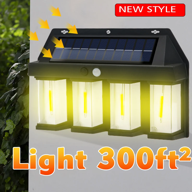 LED Solar Wall Light Outdoor Motion Sensor 3bulbs Waterproof for House Garden Yard Street Lamp Garage
