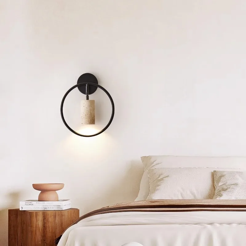 Wabi-Sabi Round Cave Stone LED Wall Lamp 1