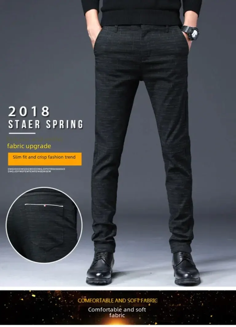 Description Picture 2 of itemAutumn Men Casual Pants Small Flared Cotton Linen Trousers Breathable Sweat-absorbent Urban Style Men In Business Scenarios