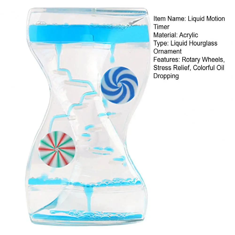 Liquid Motion Bubbler Timer Rotary Wheels Colorful Oil Dropping Hourglass Fidget Toy Home Office Desktop Decoration 5