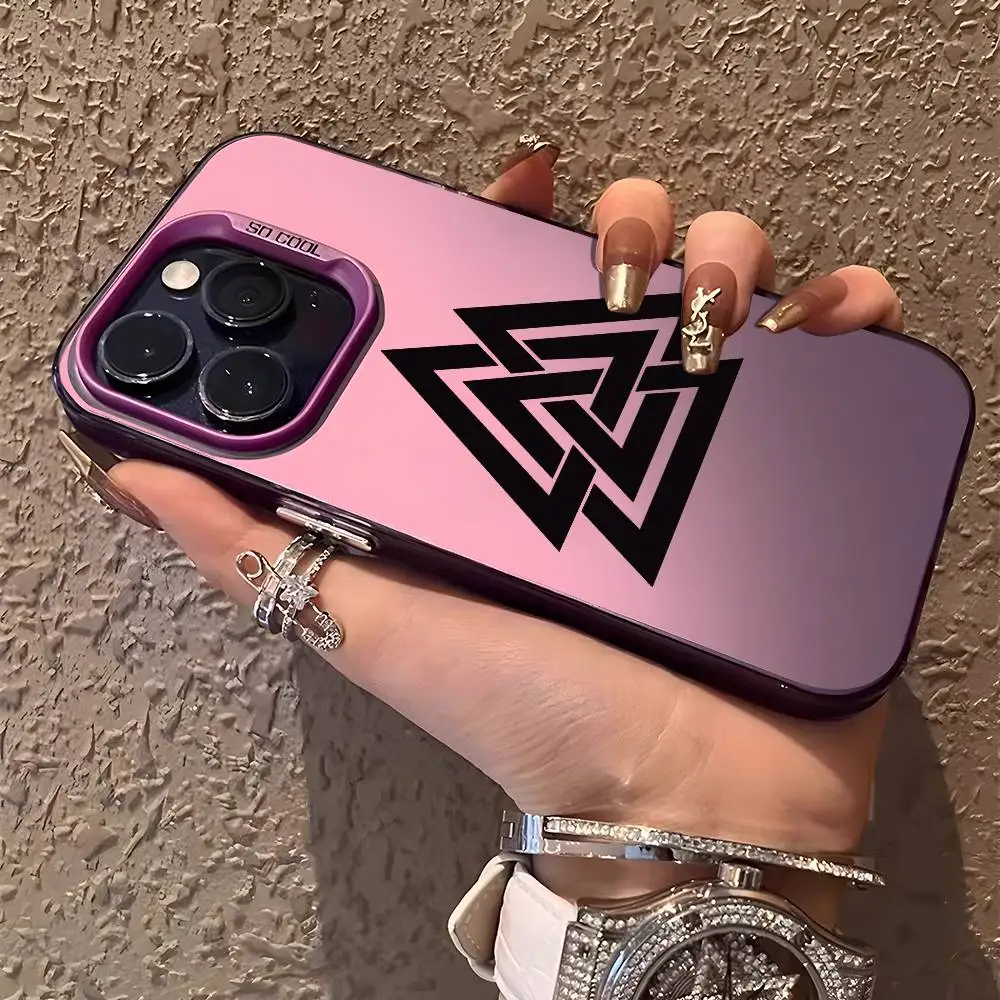 Viking Vegvisir Logo Design Phone Case - Black Purple Matte Laser Metallic Aurora Finish