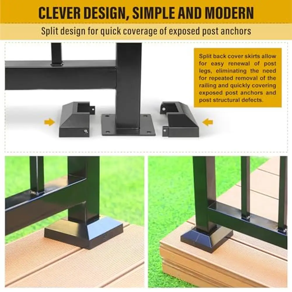Aluminum Split Design Post Base Cover Bracket Stairs Deck Mounting 8pack)