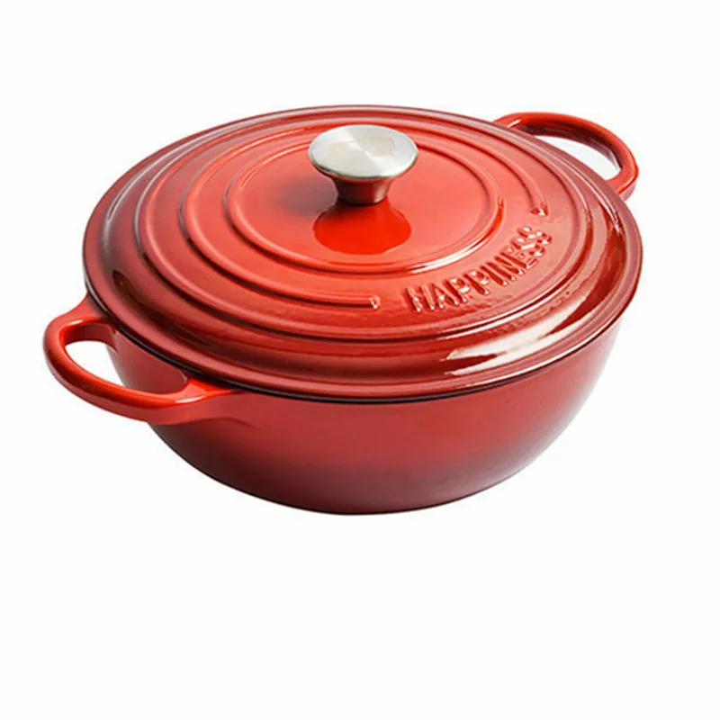 26cm Enameled Cast Iron Dutch Oven With Lid 4L Saucepan Heavy Soup