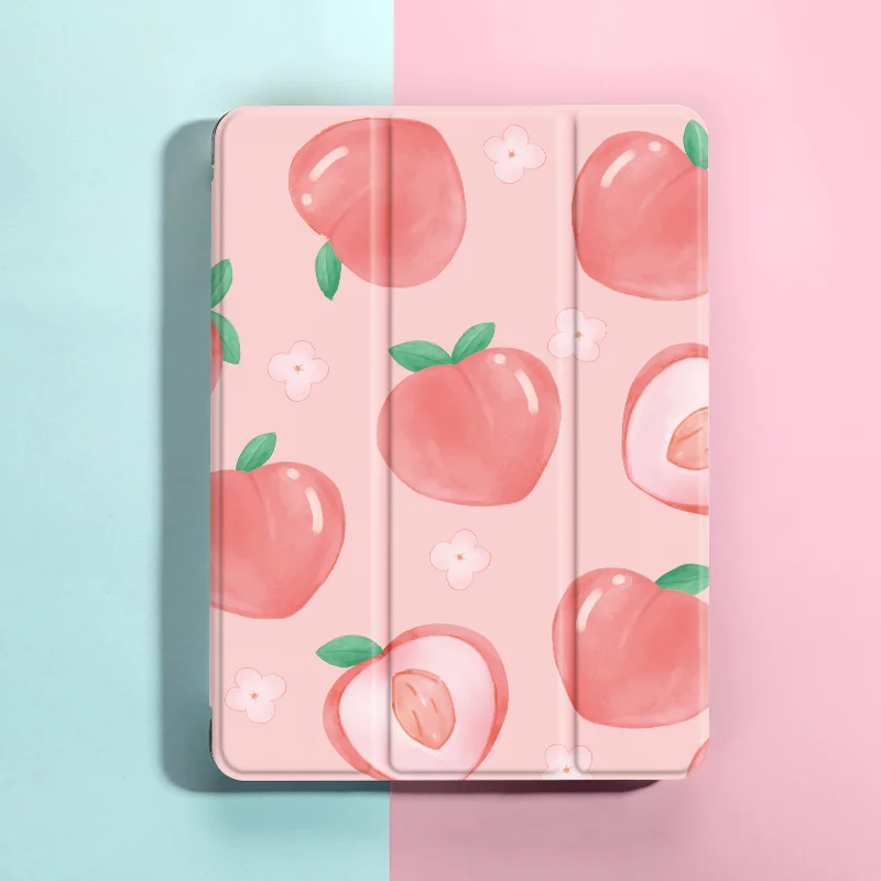 Honey Peach Tablet Case with Pencil Holder and Auto Wake/Sleep Feature