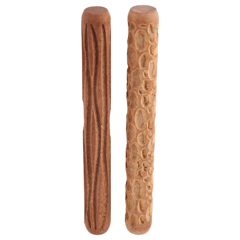 

2Pcs Clay Modeling Pattern Rollers, Cobblestone Wood Grain Pattern Clay Rolling Pin Textured Hand Roller Pottery Tools