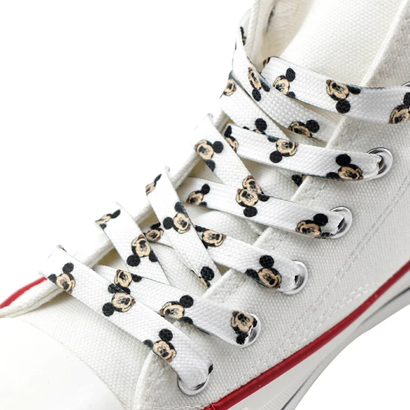 1 Pair Disney Mickey Mouse Cartoon Shoelaces Flat Popular Sport Shoes Laces Men Women Canvas Shoes Sports Casual Shoes Shoelace 6