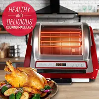 Large Capacity Rotisserie & BBQ Oven, Digital Controls, Compact Storage, Perfect Preset Rotation Speed, 2