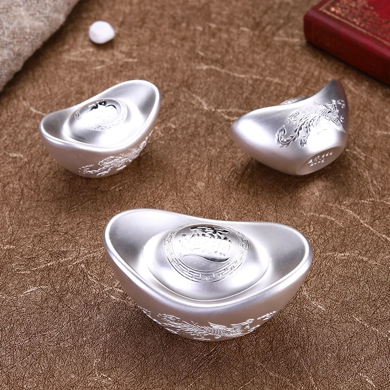 high purity Real Pure Solid Silver Solid YuanBao Shiny Surface 5g-10g gift collection DIY material