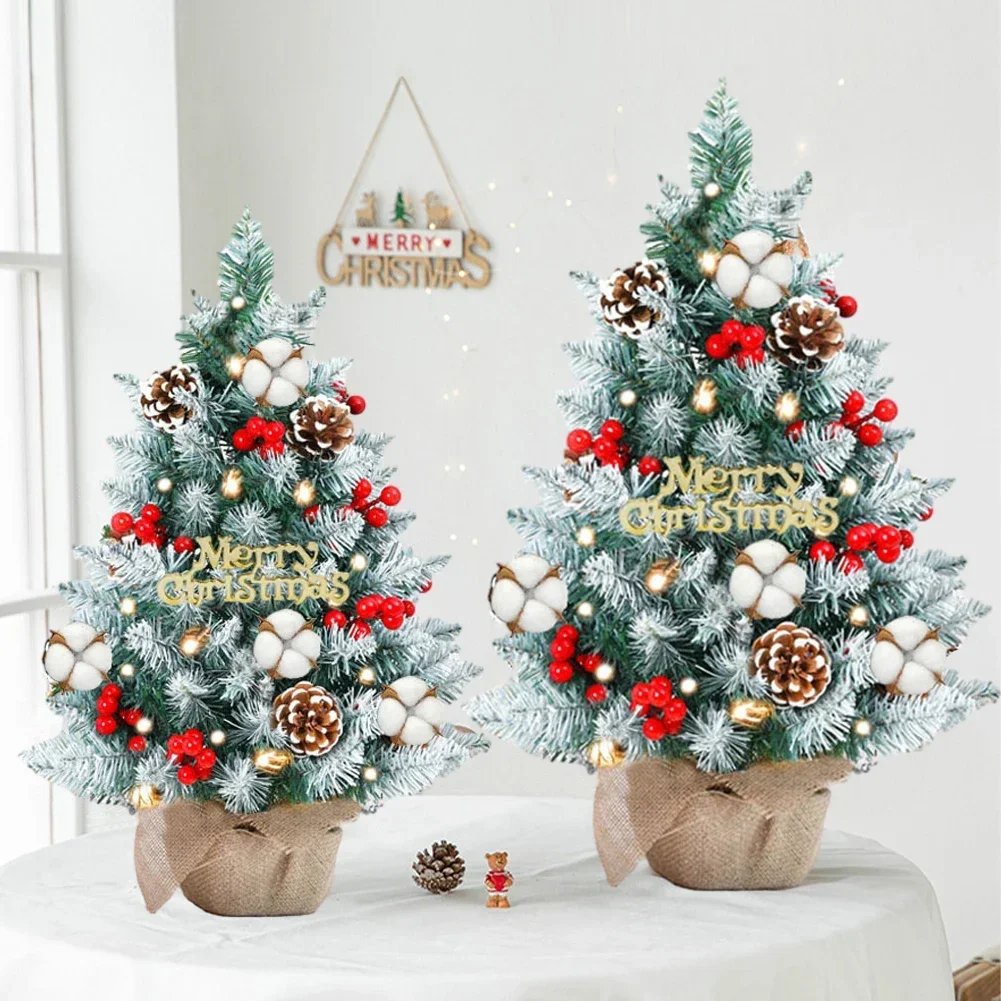 Christmas Tree Set Christmas Decor With Lights Desktop Mini Tree Ornaments New Year Party Decoration Gift Navidad 50cm
