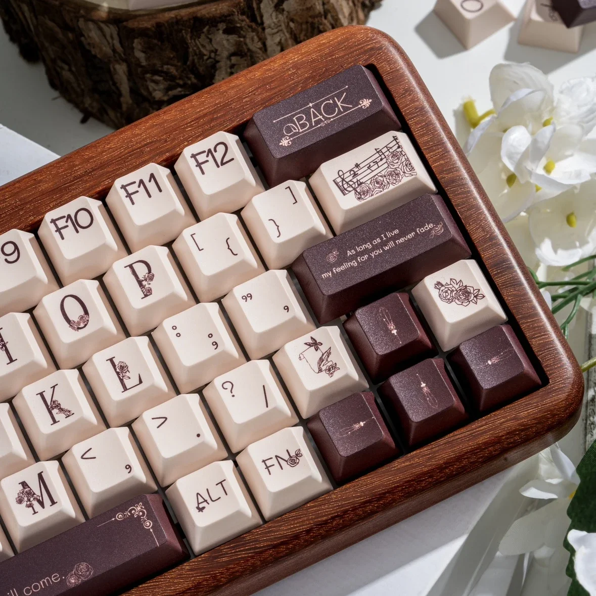 Keycaps Retro para Teclado Mecânico Mão Desenhada Flor Rosa Perfil Cereja Pbt Keycap Sublimação de Tintura Acessórios - Imagem 3
