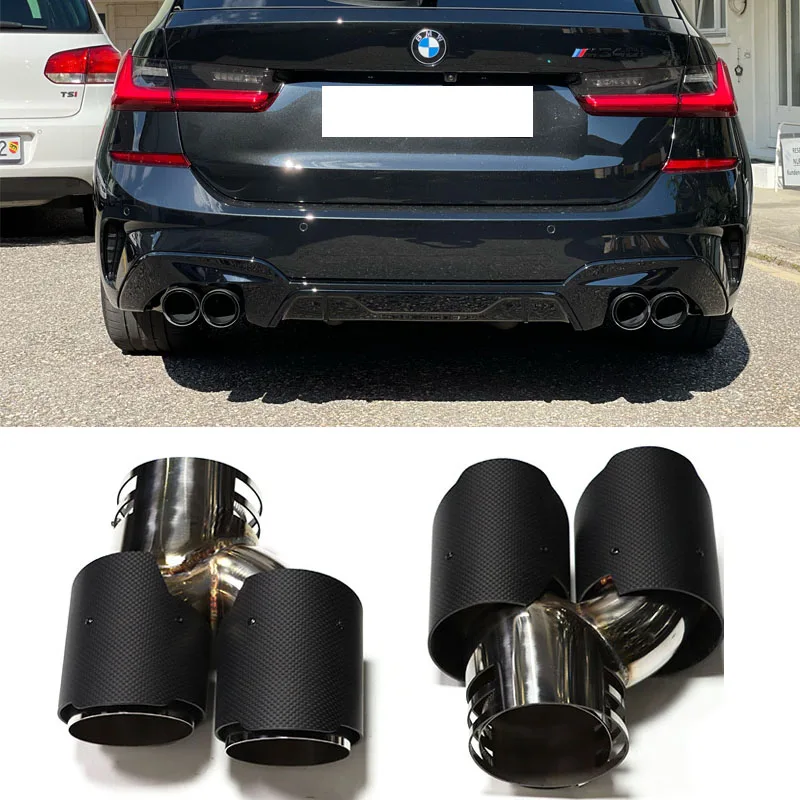 Car Exhaust Pipe Carbon Fiber Four Exhaust Tip For BMW G20 G21 M340i