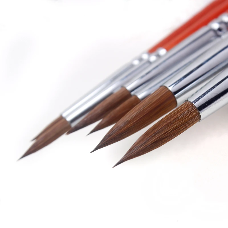Pennello per capelli donnola per acquerello 6 pezzi Suggerimenti Pennello rotondo a guazzo Set di colori Pittura artistica Studente principiante per adulti Dipinto a mano - immagine 5
