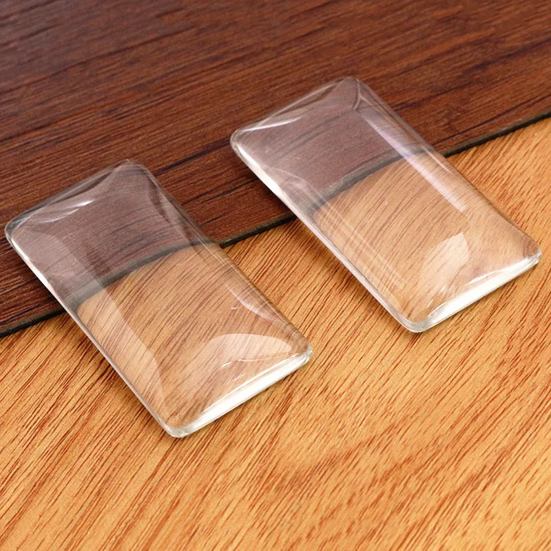 10x50mm 25x50mm 18x25mm 23x33mm 19x38mm 24x48mm 직사각형 플랫 백 투명 유리 카보숑, 고품질, 도매 프로모션
