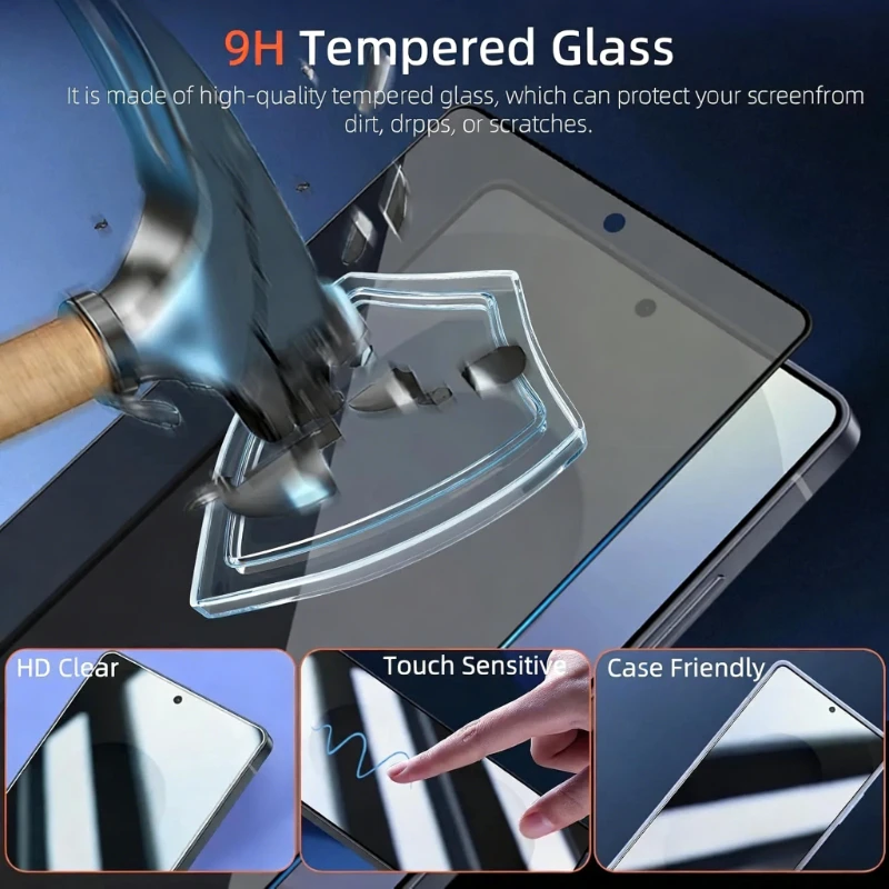 Premium Tempered Privacy Glass Screen Protector with Auto Dust Elimination and Bubble-Free Installation, 2-Pack
