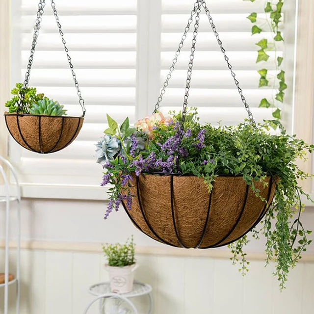 1Pc 40/50 Cm -Es Utánzás Rattan Függő Kosár Virág Edénylánc 3 Horgos Lánccal Növények Termesztése Medence Otthoni Kerti Dekoráció - Image 5