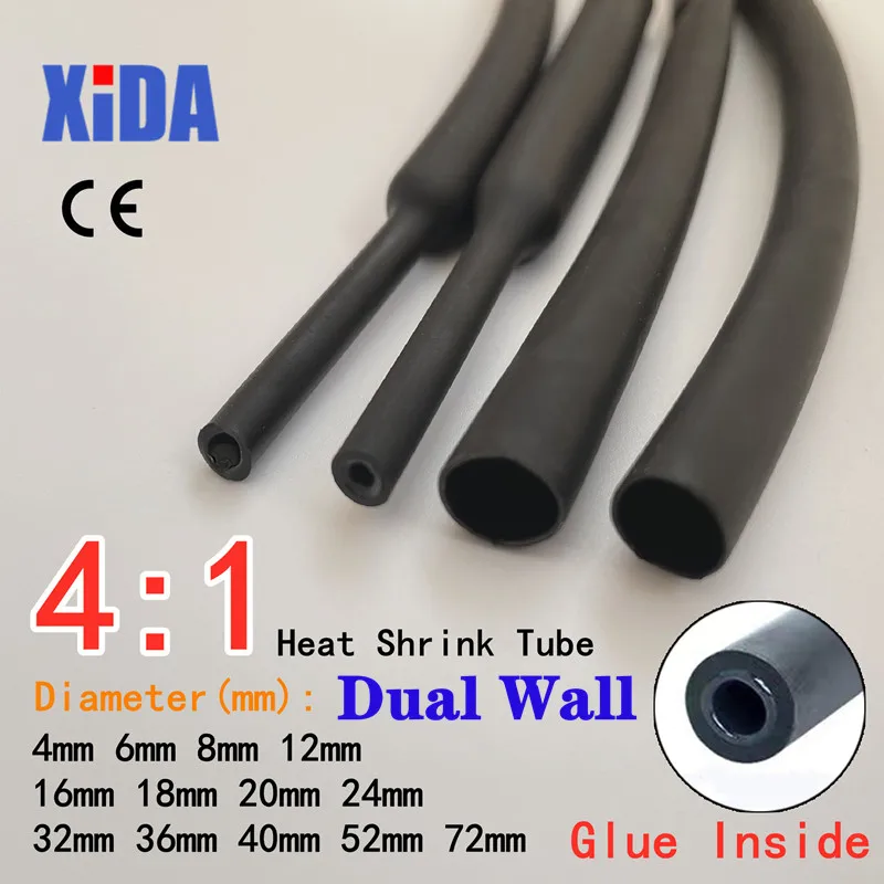 

Heat Shrink Tube with Glue Adhesive Lined 4:1 Dual Wall Tubing Sleeve Wrap Wire Cable Kit 6mm 8mm 12mm 16mm 20mm 24mm 32mm 36mm