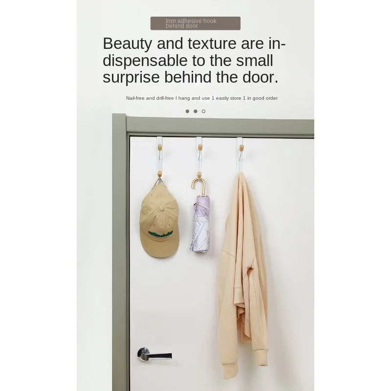 1/2Pcs Over Door Hook Hanger White Sturdy with Wooden Ends Clothes Towel Metal Storage Hooks For Bathroom and Kitchen Hanging