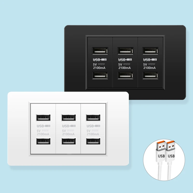 Brasil Coreia Universal Tomada de Parede Usb Branco Painel pc Porta de Carregamento Eua Itália Chile Duplo Usb 2.1a 5v Tomada de Potência 118 tipo