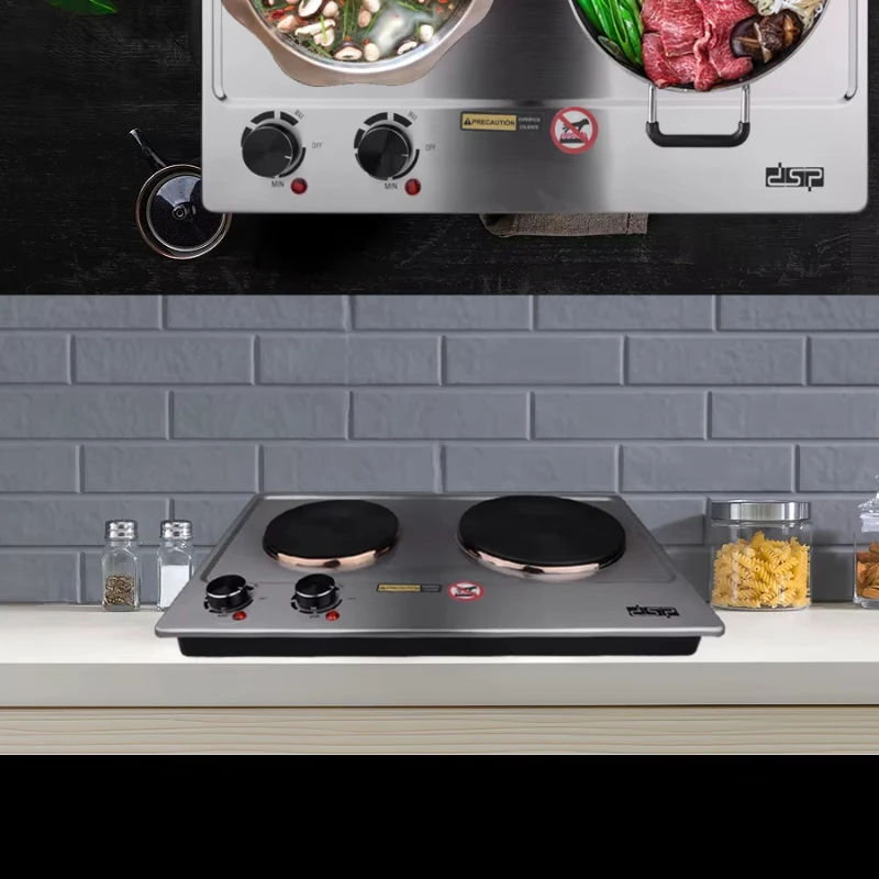 Houselin Double Cooktop Electric Stove,1500 Watts Electric Hot Plate, emperature Controls, Power Indicator Lights,Easy to Clean