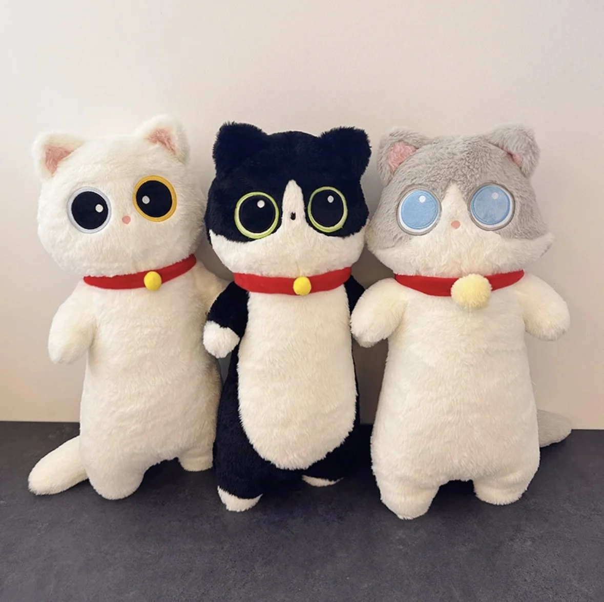 Oeonuas Cute Cat Plush Long Body Pillow Cuddle Cartoon Stuffed Animals Cat Plushie Soft Doll Pillows Gifts For Kids Girls (Orange, 27
