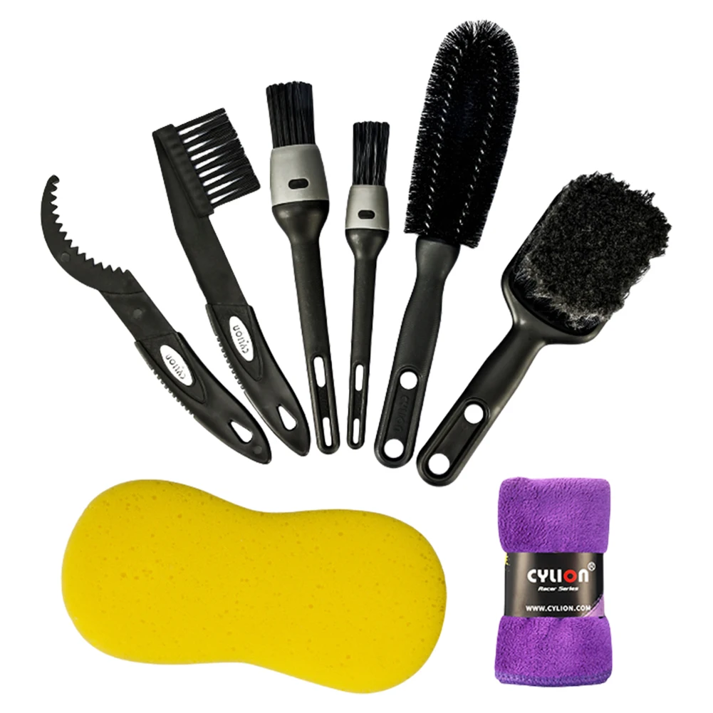 8 Pieces Bike Clean Brush Kit Bicycle Cleaning Brush Tool Bike Cleaning Kit Accessory for Mountain Road City BMX & Folding Bike