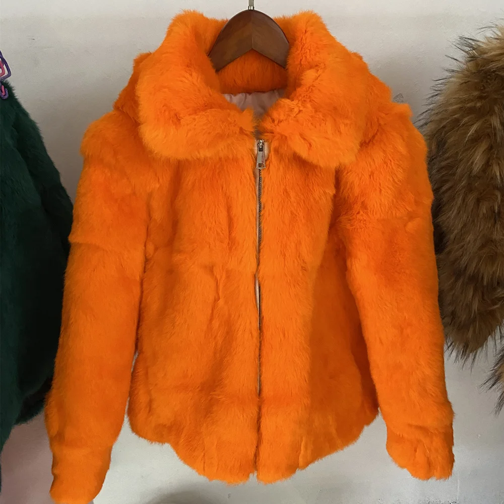 Natural Rabbit Fur Coat Winter Women's Cold Jacket Especially Promotion Free Shipping 2023 Female Luxury Overcoat For Ladies