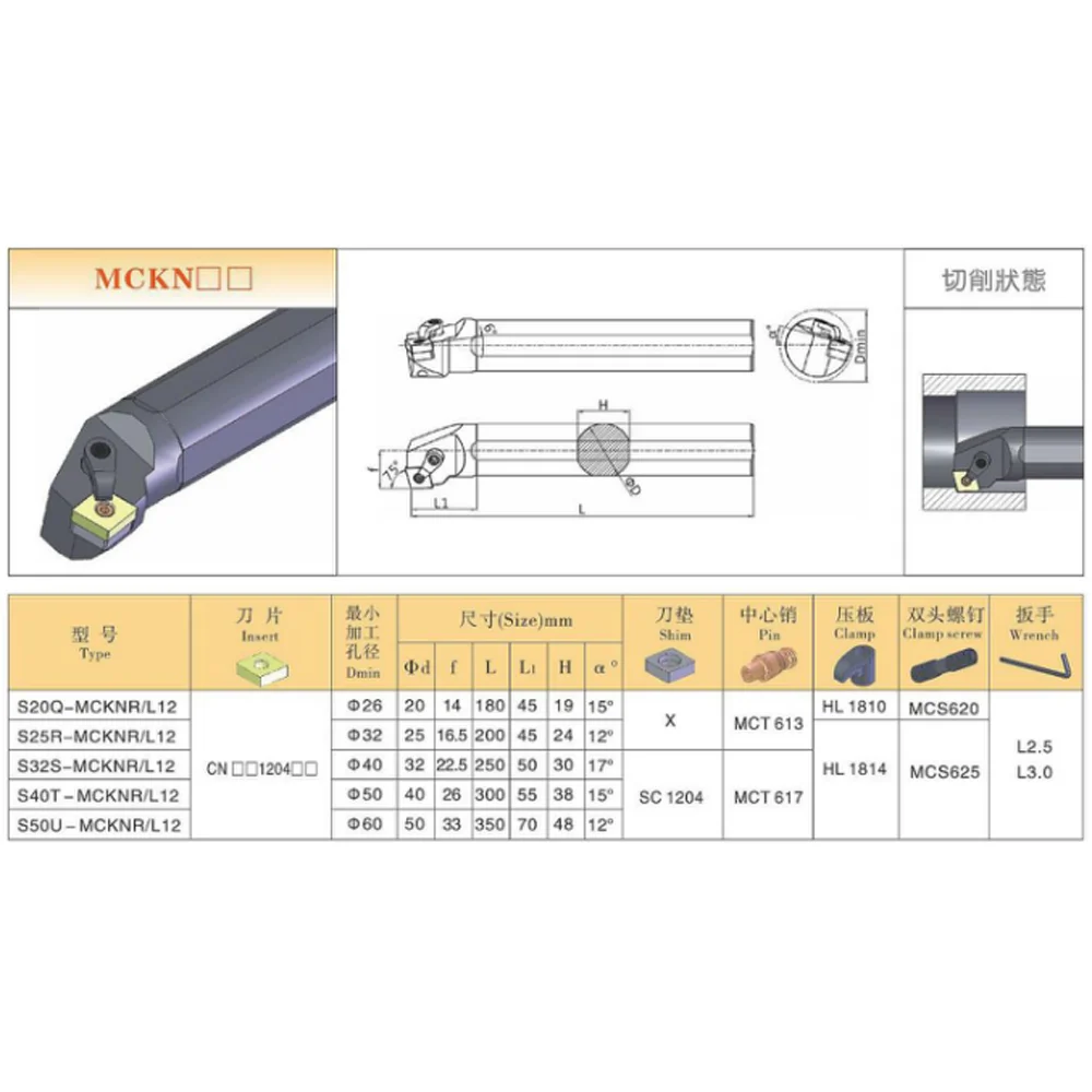 HENGXIN 내부 선삭 공구 홀더 MCKNL MCKNR S40T S25R S32S S20Q MCKNR12 MCKNL12 보링 바 CNMG 카바이드 인서트 CNC 선반